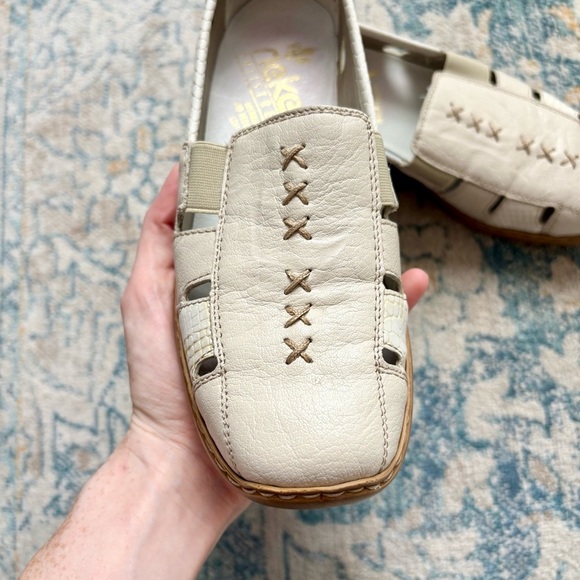Rieker Massa Cream AntiStress Shoes EU 36 US Sz 5 Reptile Print Leather Comfort - Picture 3 of 7